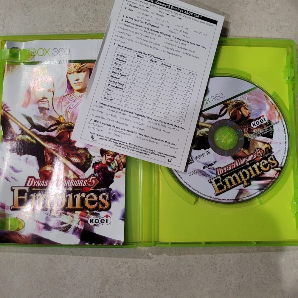 Dynasty Warriors 5 Empires Microsoft Xbox 360 Tested Complete